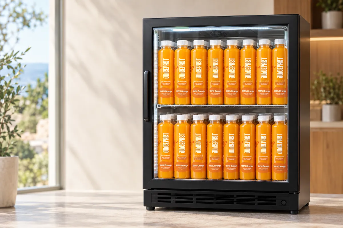 Puna rashladna vitrina s bocama Orange od 250 ml