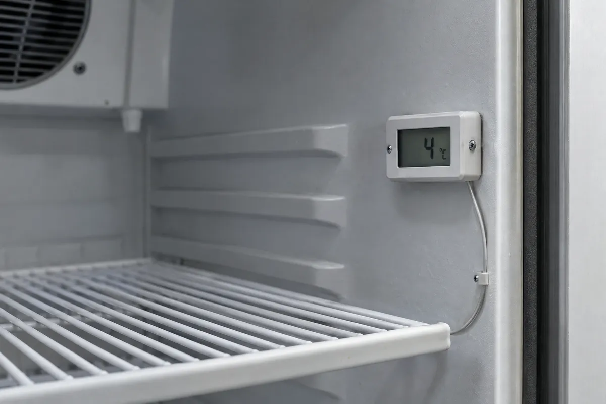 Termometar pokazuje 4 °C u hladnjaku