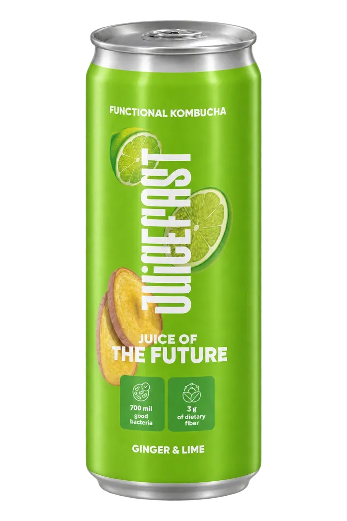 Juicefast kombucha Đumbir & limeta u limenci od 330 ml za HoReCa